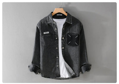 Camisa Denim Retro de Manga Larga para Hombre - Image 13