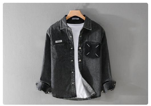 Camisa Denim Retro de Manga Larga para Hombre - Image 13