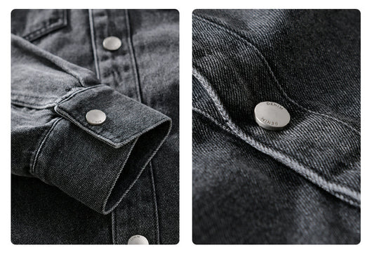 Camisa Denim Retro de Manga Larga para Hombre - Image 14