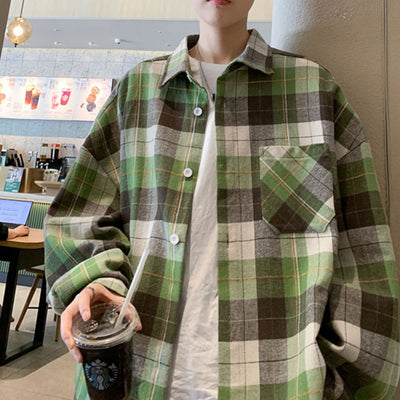 Camisa a Cuadros Manga Larga para Hombre - Primavera y Otoño - Image 14