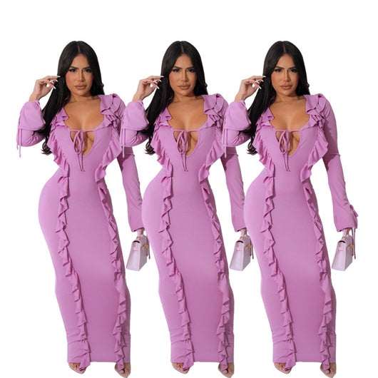 Vestido Liso Anudado con Dobladillo Selvaje - Image 8