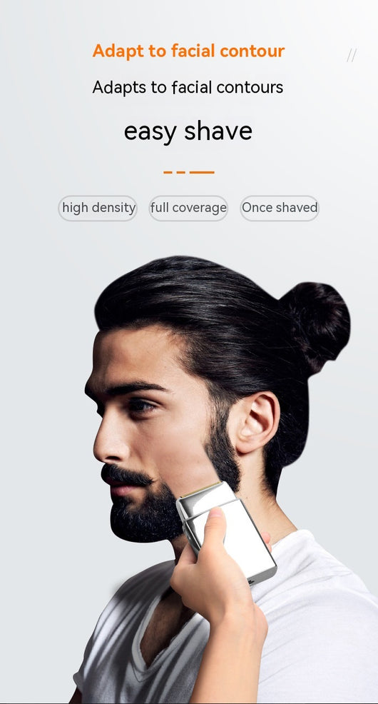 White and silver Kemei electric reciprocating shaver with gold foil head, cleaning brush, and USB charging cable. - Image 12