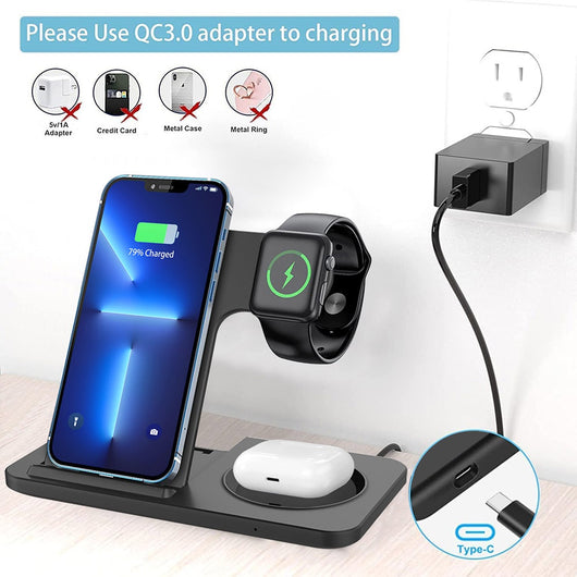Cargador Inalámbrico 3 en 1 Plegable 15W de Carga Rápida - Image 9