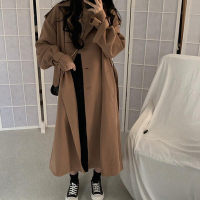 Abrigo Trinchera Retro para Mujer - Estilo Coreano Largo Holgado Otoño - Image 9