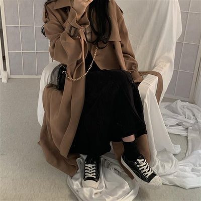 Abrigo Trinchera Retro para Mujer - Estilo Coreano Largo Holgado Otoño - Image 13