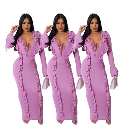 Vestido Liso Anudado con Dobladillo Selvaje - Image 15