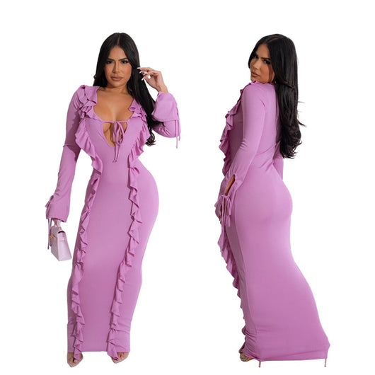 Vestido Liso Anudado con Dobladillo Selvaje - Image 16