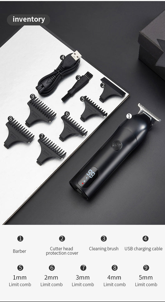 Professional electric hair clipper with a colorful graffiti design, digital display, and a set of guide combs. - Image 21