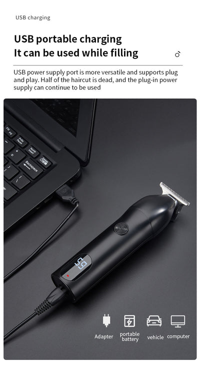 Professional electric hair clipper with a colorful graffiti design, digital display, and a set of guide combs. - Image 28