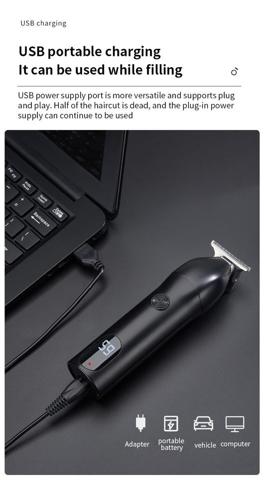 Professional electric hair clipper with a colorful graffiti design, digital display, and a set of guide combs. - Image 28