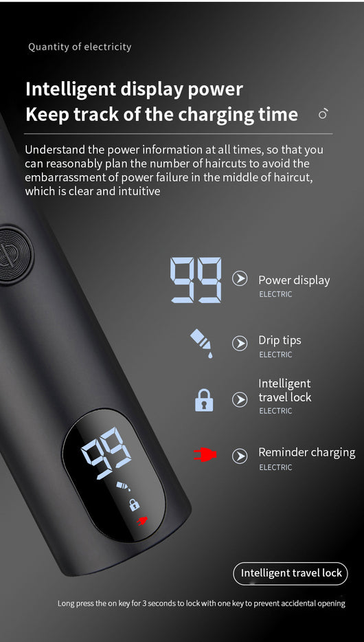 Professional electric hair clipper with a colorful graffiti design, digital display, and a set of guide combs. - Image 30