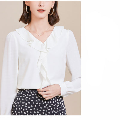 Blusa Elegante de Chifón con Cuello en V y Mangas Largas para Mujer - Image 22