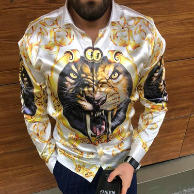 Camisa Estampada Manga Larga Slim Fit para Hombre - Image 18