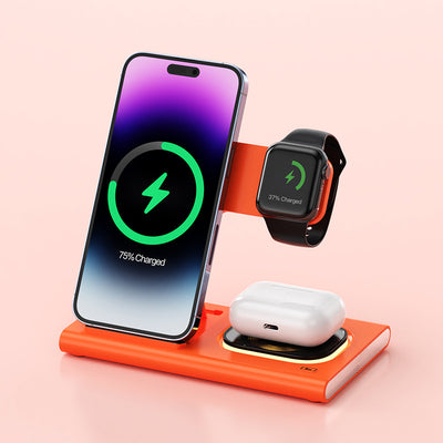 Cargador Inalámbrico 3 en 1 de 15W con Luz Nocturna y Soporte para Apple Watch - Image 19