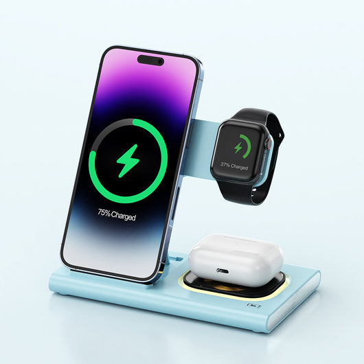 Cargador Inalámbrico 3 en 1 de 15W con Luz Nocturna y Soporte para Apple Watch - Image 21