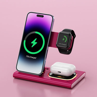 Cargador Inalámbrico 3 en 1 de 15W con Luz Nocturna y Soporte para Apple Watch - Image 22