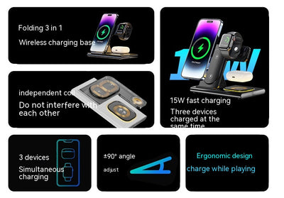 Cargador Inalámbrico 3 en 1 de 15W con Luz Nocturna y Soporte para Apple Watch - Image 27