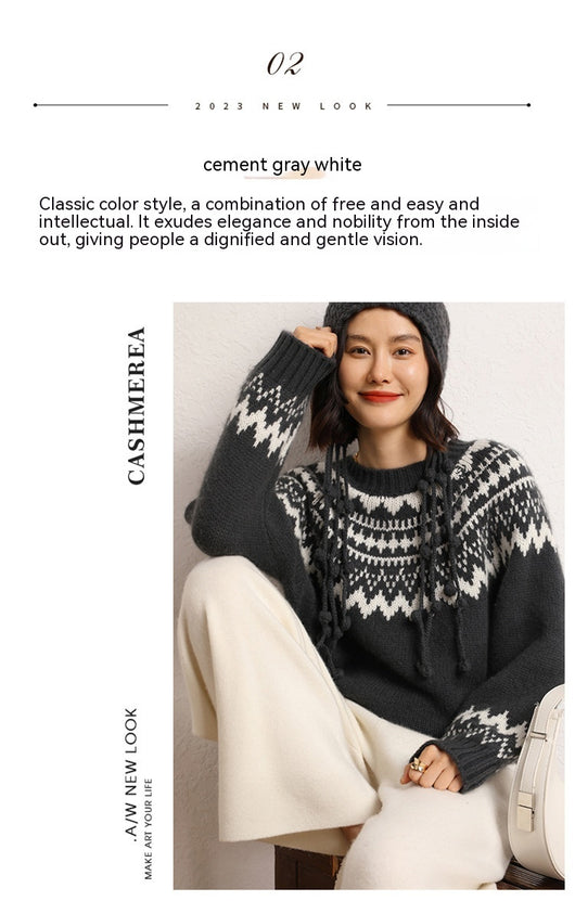 Suéter Jacquard Bicolor Holgado y Cómodo para Mujer - Image 9