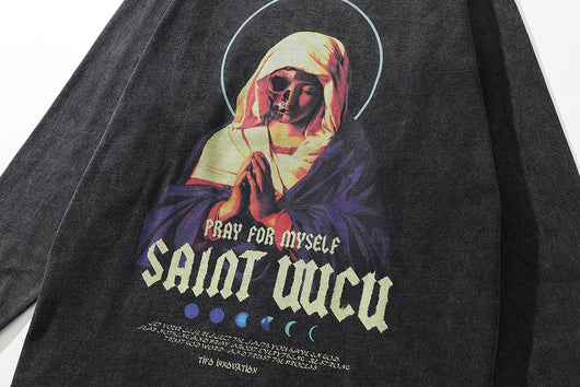 Playera Estampada de Manga Larga con Diseño Religioso para Hombre - Image 29