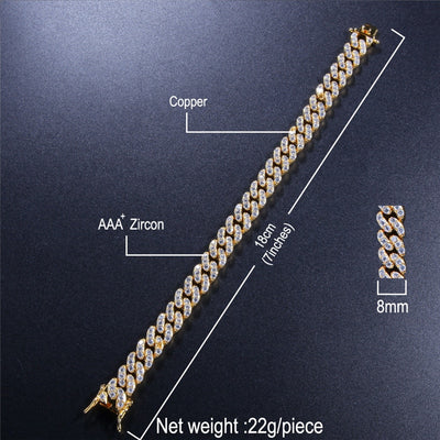 Pulsera Hip-hop Chapada en Oro con Diamantes de Aleación - Image 8