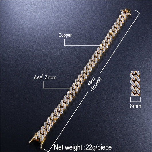 Pulsera Hip-hop Chapada en Oro con Diamantes de Aleación - Image 8