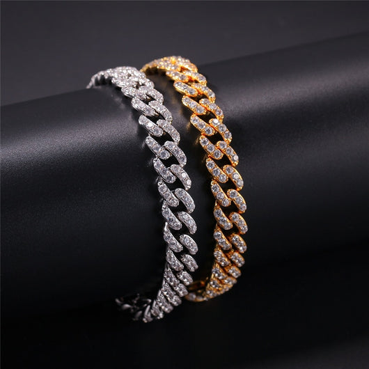 Pulsera Hip-hop Chapada en Oro con Diamantes de Aleación - Image 10