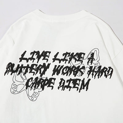 Camiseta de Algodón para Hombre con Parche Decorativo de Mariposa - Image 20