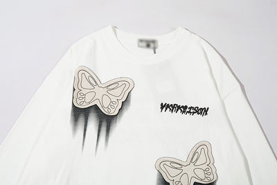 Camiseta de Algodón para Hombre con Parche Decorativo de Mariposa - Image 21