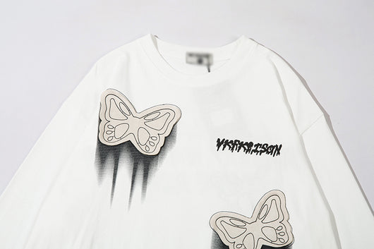 Camiseta de Algodón para Hombre con Parche Decorativo de Mariposa - Image 21