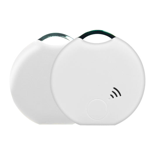 White rectangular Bluetooth pet tracker with rounded corners, a small dot, a line, and a circle on its face. - Image 10
