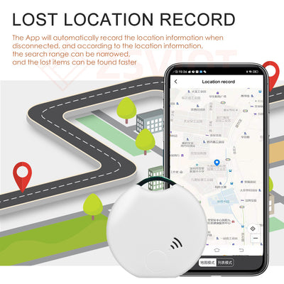 White rectangular Bluetooth pet tracker with rounded corners, a small dot, a line, and a circle on its face. - Image 12
