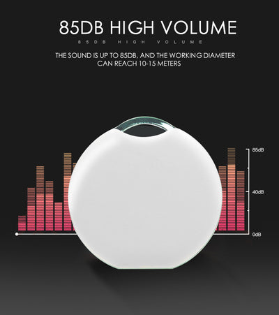 White rectangular Bluetooth pet tracker with rounded corners, a small dot, a line, and a circle on its face. - Image 13