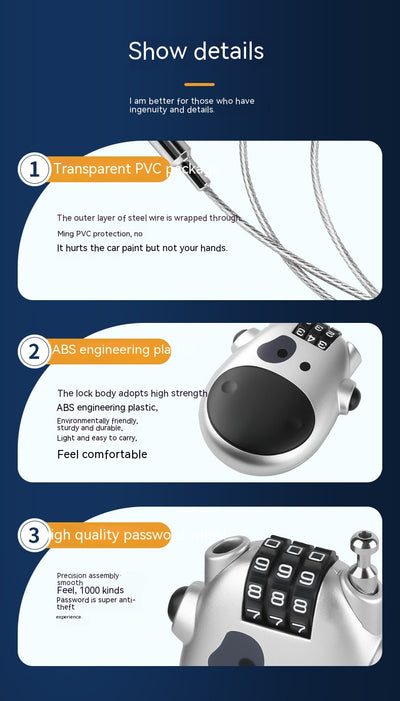 Candado Retráctil de Cable para Bicicleta, Motocicleta y Casco - Image 17