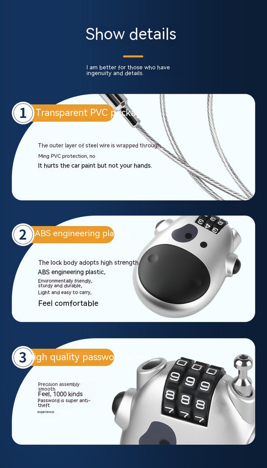 Candado Retráctil de Cable para Bicicleta, Motocicleta y Casco - Image 24