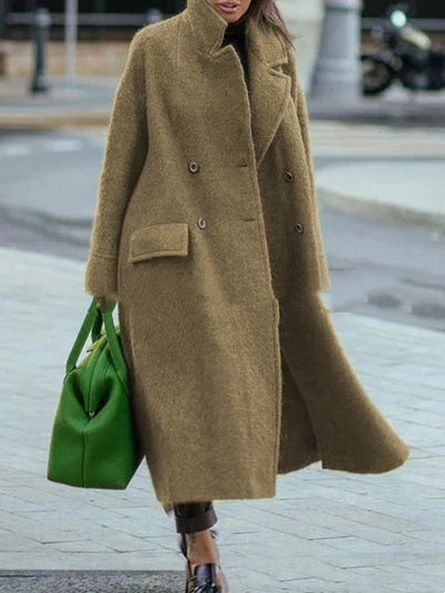 Blazer de Lana Verde Suelta con Solapa - Textura Premium para Commuter - Image 6