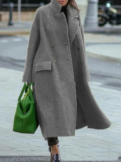 Blazer de Lana Verde Suelta con Solapa - Textura Premium para Commuter - Image 10