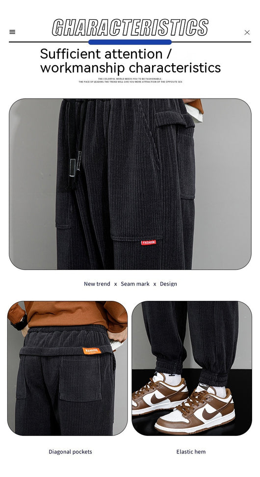 Pantalones de Pana Ancha Talla Grande para Hombre - Estilo Deportivo Casual - Image 24