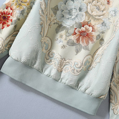 Chaqueta Beisbolera Larga con Peonia Cristalizada y Bordado en Relieve para Mujer - Image 32