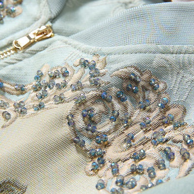 Chaqueta Beisbolera Larga con Peonia Cristalizada y Bordado en Relieve para Mujer - Image 38