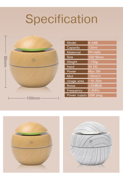 Difusor Humidificador USB Mini con Diseño Madera - Silencioso para Hogar y Oficina - Image 11