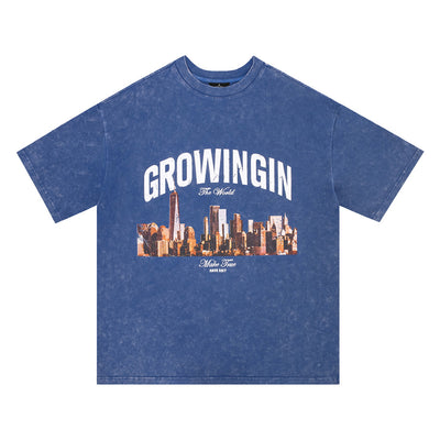 Playera Estampada Paisaje Urbano de Manga Corta para Hombre - Image 37