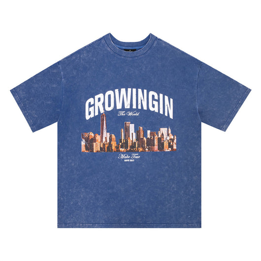 Playera Estampada Paisaje Urbano de Manga Corta para Hombre - Image 37