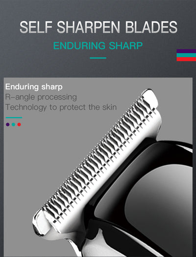 Black VGR rechargeable hair trimmer with silver blade, USB charging cable, cleaning brush, oil, and three guide combs (1mm, 2mm, 3mm). - Image 16