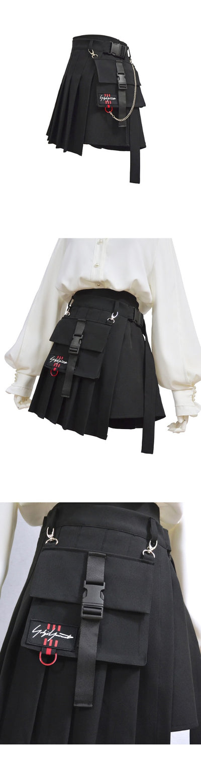 Falda Gótica Harajuku con Cadenas y Bolsillos Irregulares - Image 15