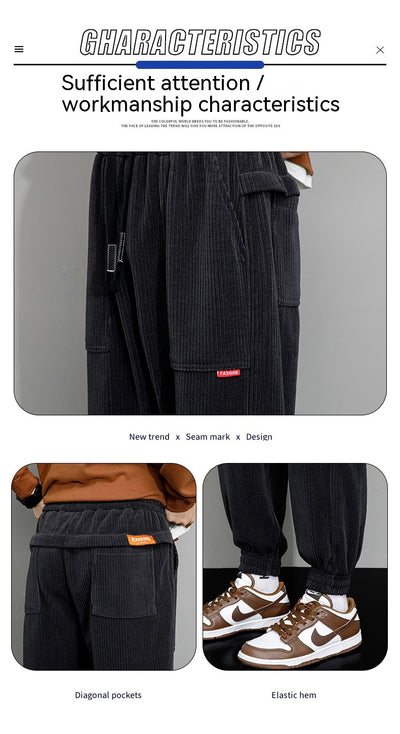 Pantalones de Pana Ancha Talla Grande para Hombre - Estilo Deportivo Casual - Image 45