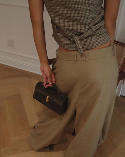 Bolso de Ante de Un Solo Asa - Cartera Cuadrada Compacta - Image 24