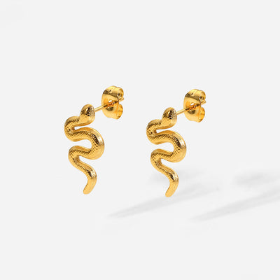 Aretes de Serpiente Chapados en Oro 18K con Acero Inoxidable para Mujer - Image 11