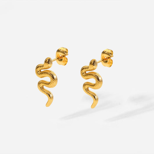 Aretes de Serpiente Chapados en Oro 18K con Acero Inoxidable para Mujer - Image 11