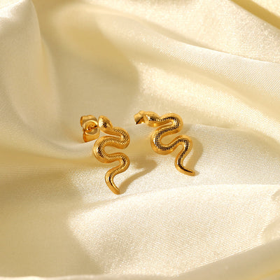 Aretes de Serpiente Chapados en Oro 18K con Acero Inoxidable para Mujer - Image 13