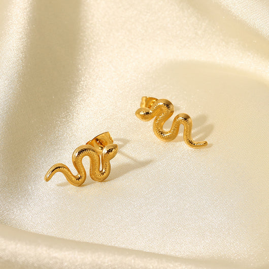 Aretes de Serpiente Chapados en Oro 18K con Acero Inoxidable para Mujer - Image 14